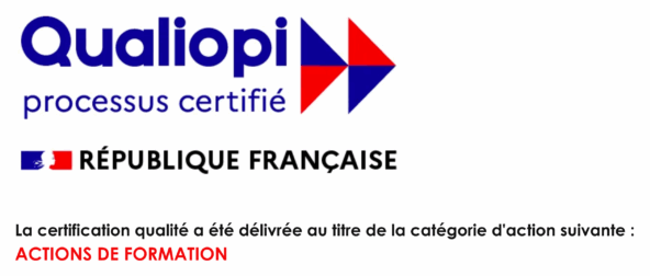 Logo Qualiopi, processus certifié, République française. La certification qualité a été délivrée au titre de la catégorie d'action suivante : actions de formation.