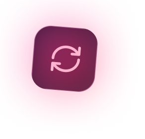 Icône de rafraîchissement sur fond rose, symbolisant la mise à jour ou le rechargement d'une page ou d'une application.