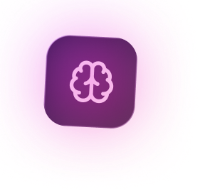 Icône représentant un cerveau sur fond rose, symbolisant l'intelligence et la créativité.