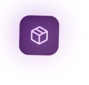 Icône d'un paquet sur fond violet, représentant des services de livraison ou d'expédition.