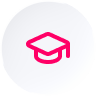 Icône d'un chapeau de diplômé sur un fond blanc, symbolisant l'éducation et la réussite académique.
