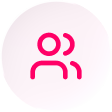 Icône de profil utilisateur stylisée en couleur rose sur fond blanc, représentant une silhouette humaine simplifiée.