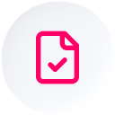 Icône représentant un document avec une coche, symbolisant la validation ou l'approbation.