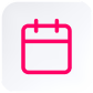 Icône de calendrier avec un design minimaliste en arrière-plan blanc et contours rose vif, symbolisant la planification et l'organisation d'événements.